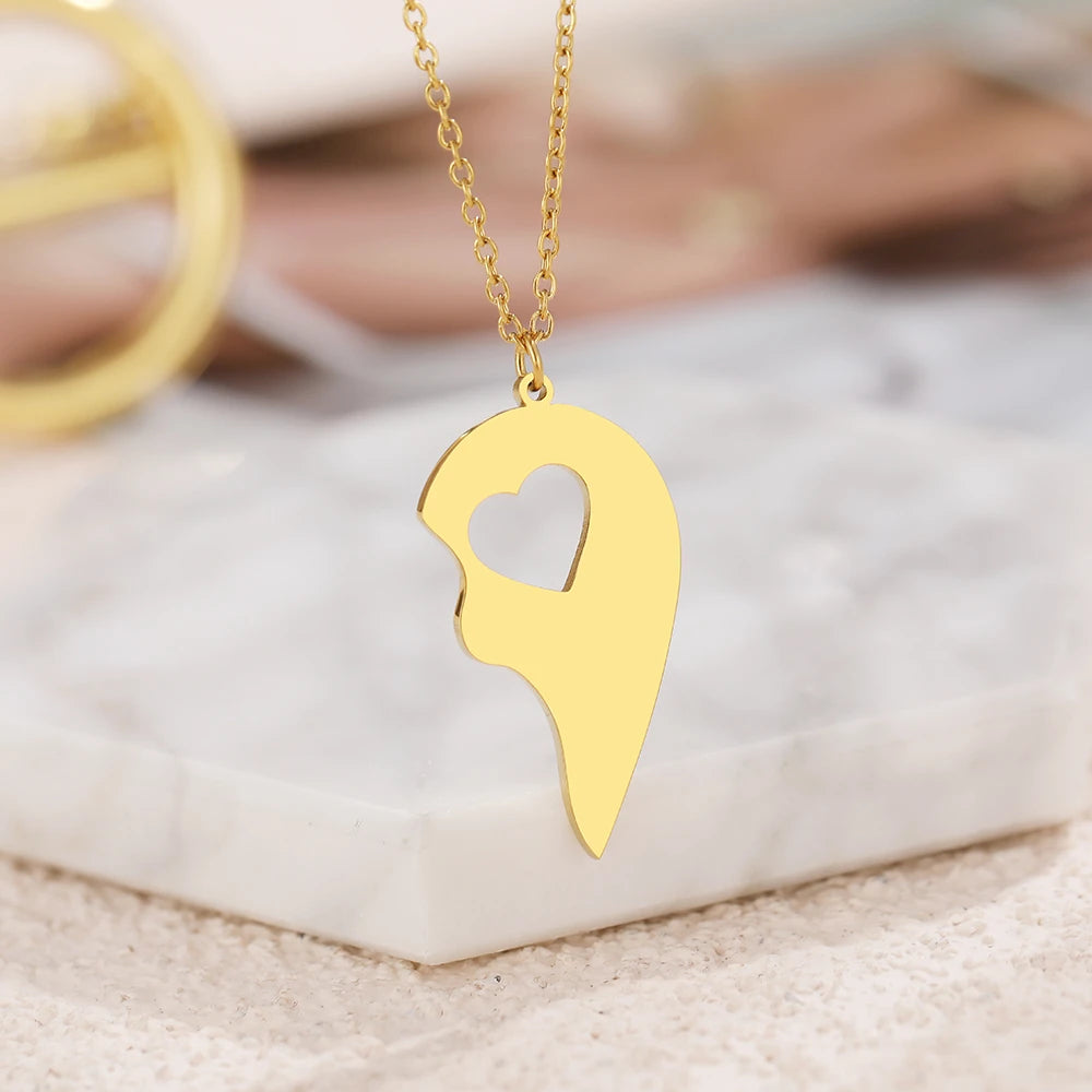 Collier en acier inoxydable avec pendentif en forme de cœur pour couple, chaîne gothique hip-hop, ras du cou pour homme et femme, bijoux, cadeau de Saint-Valentin