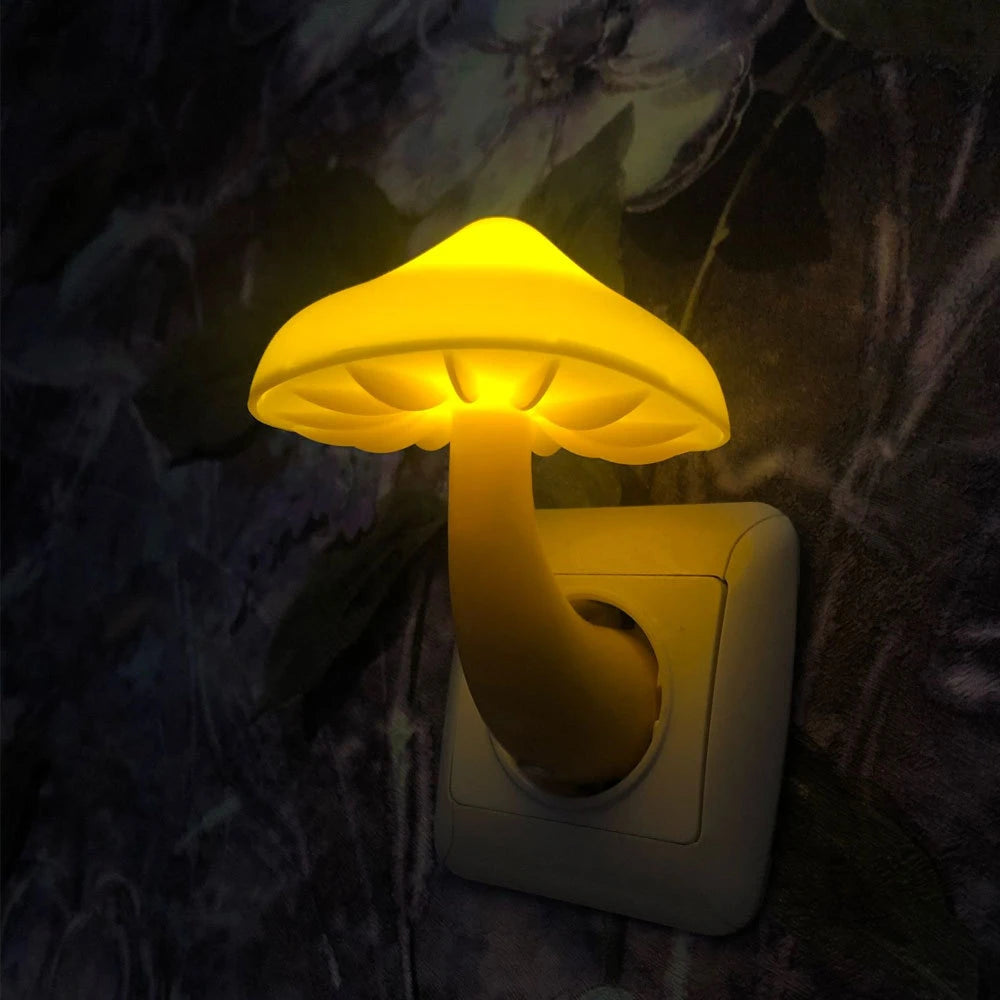 Worm Mushroom Lamp Plug-in Light Control Night Light Wholesale Yellow Light Worm Mushroom Light Control Night Light