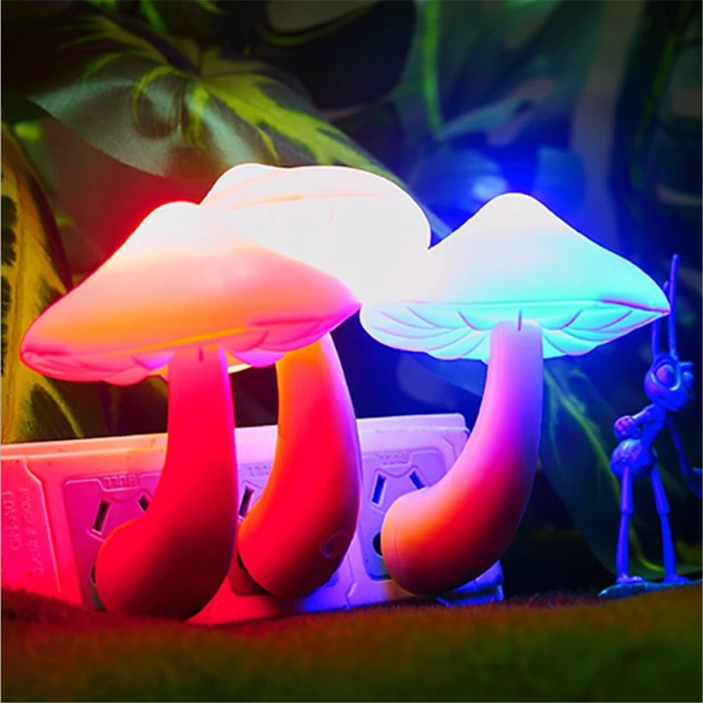 Worm Mushroom Lamp Plug-in Light Control Night Light Wholesale Yellow Light Worm Mushroom Light Control Night Light