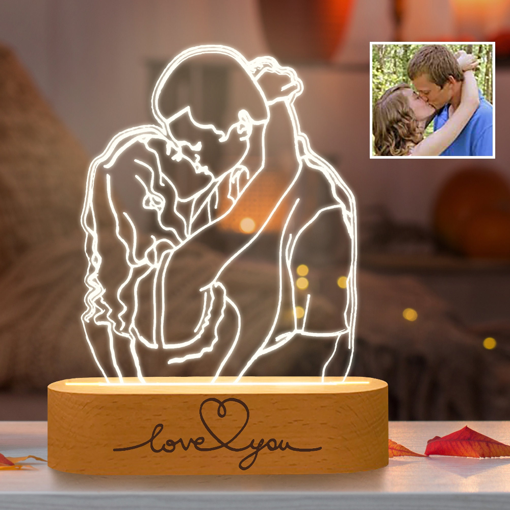 Lampe photo 3D personnalisée cadeau anniversaire de mariage cadeau Saint Valentin veilleuse photo texte gravure cadeau