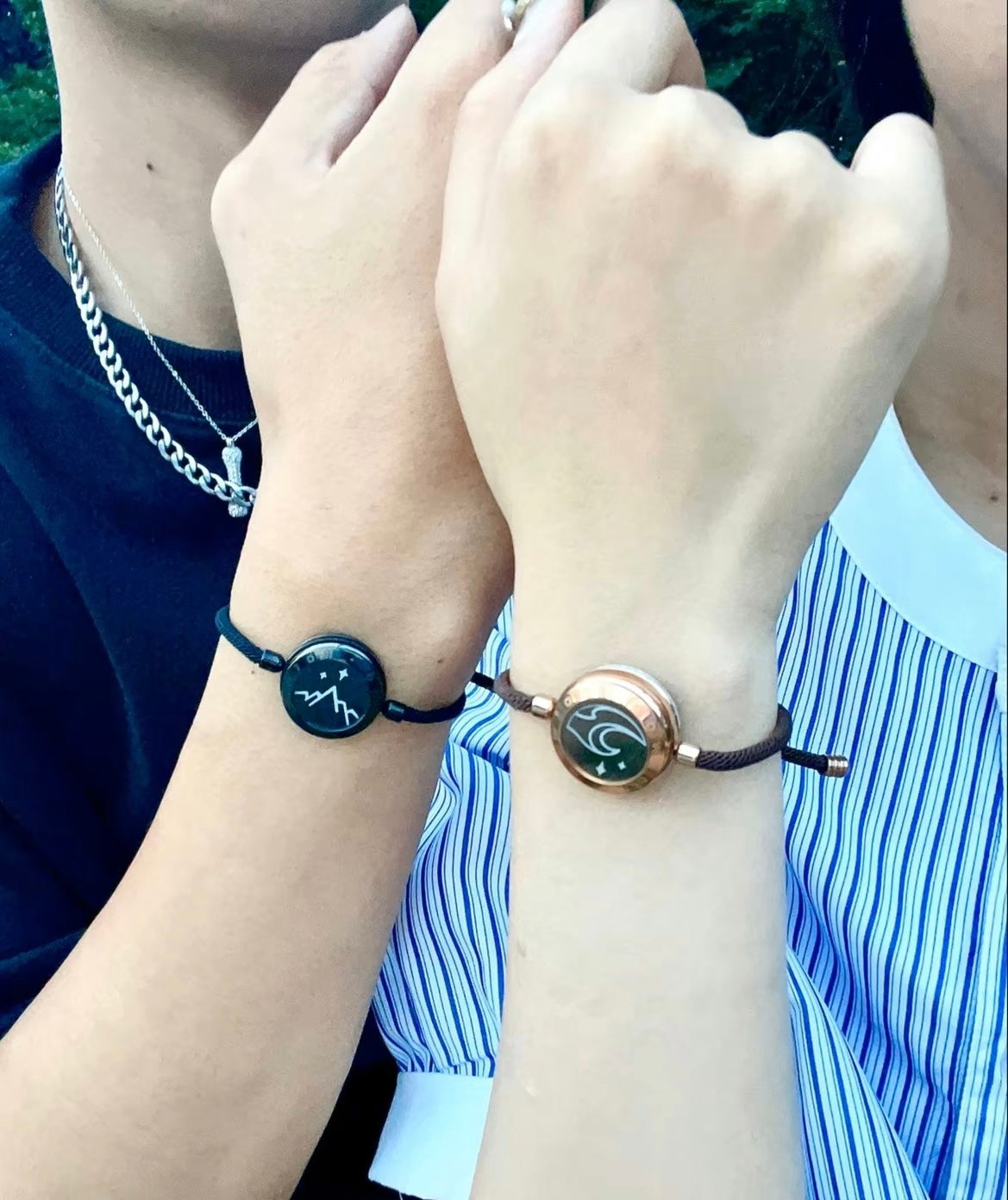 totwoo longue distance tactile bracelets pour couples longue distance s'allument et vibrent montagne et mer amour bracelets ensembles de bijoux intelligents