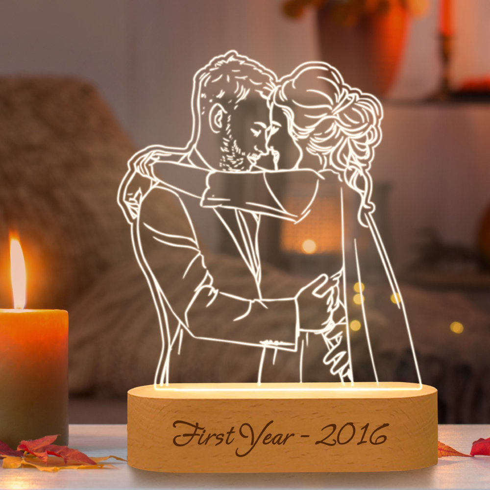 Lampe photo 3D personnalisée cadeau anniversaire de mariage cadeau Saint Valentin veilleuse photo texte gravure cadeau