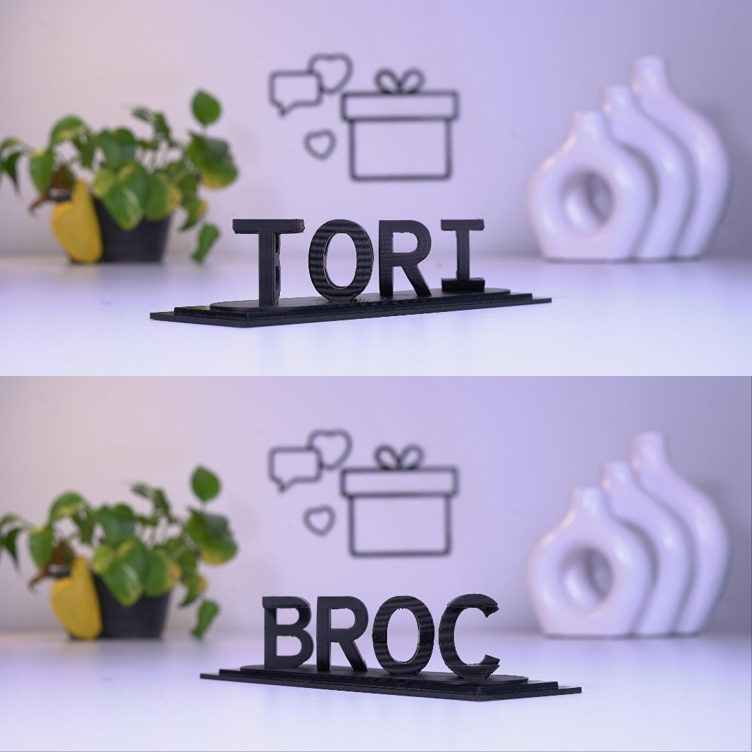 Cadeau imprimé en 3D avec illusion d'amour à double nom