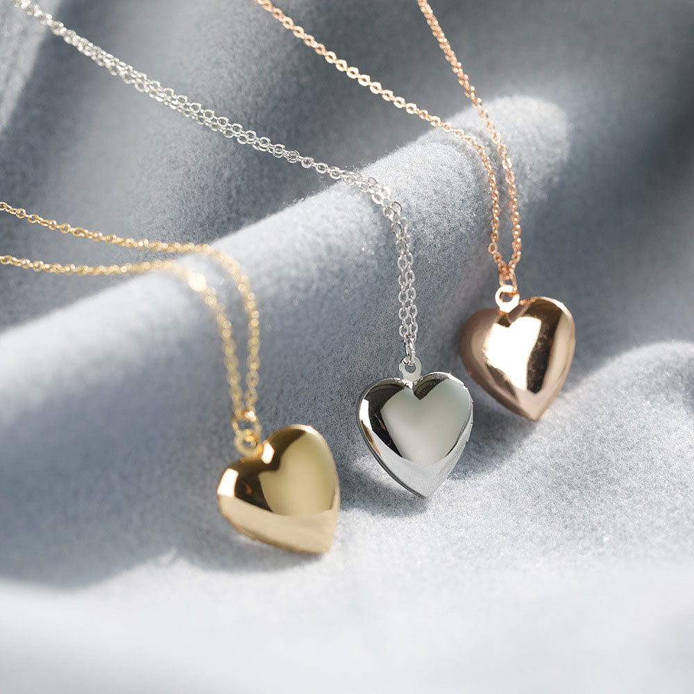 Pendentifs médaillon en forme de cœur léger Vnox pour femmes et hommes, cadre photo ouvrable, colliers en acier inoxydable brillant, collier d'amour familial
