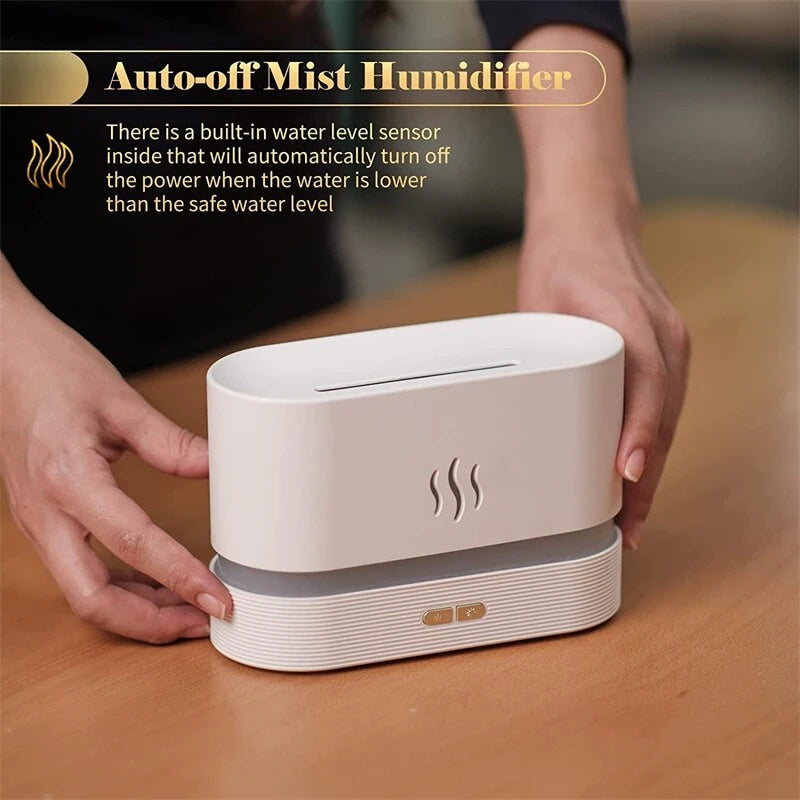 Diffuseur d'arômes à flamme, humidificateur d'air, lampe à flamme de simulation d'huile essentielle à LED, diffuseur de brume fraîche à ultrasons, brumisateur