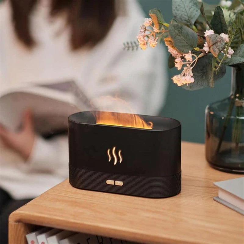 Diffuseur d'arômes à flamme, humidificateur d'air, lampe à flamme de simulation d'huile essentielle à LED, diffuseur de brume fraîche à ultrasons, brumisateur