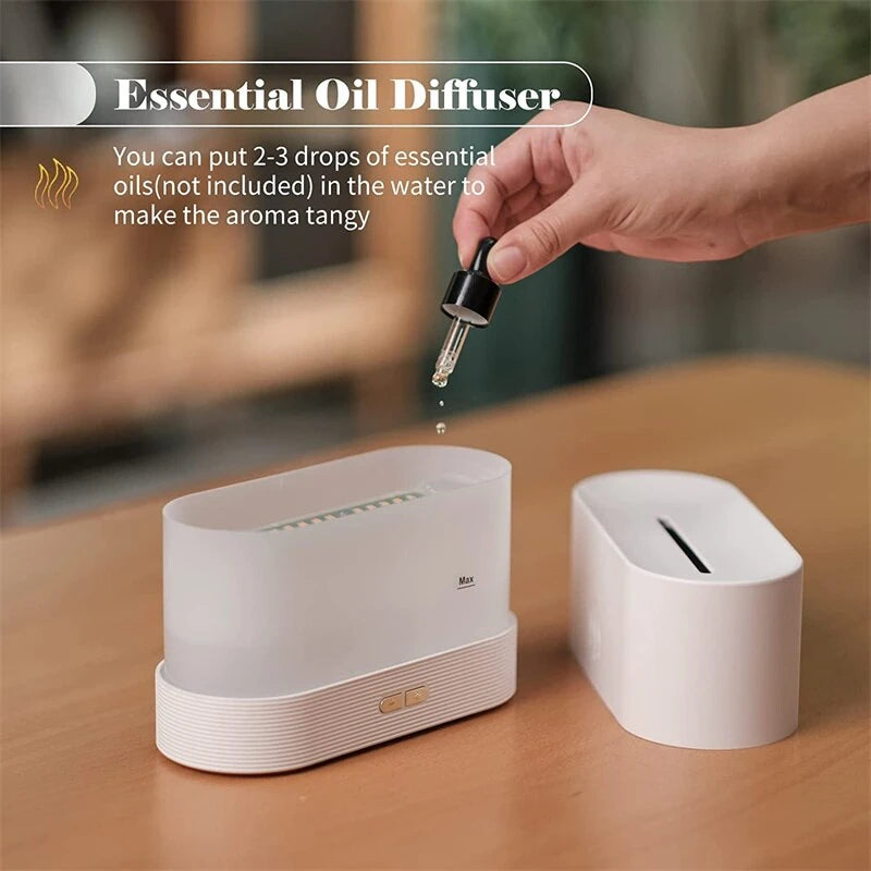 Diffuseur d'arômes à flamme, humidificateur d'air, lampe à flamme de simulation d'huile essentielle à LED, diffuseur de brume fraîche à ultrasons, brumisateur