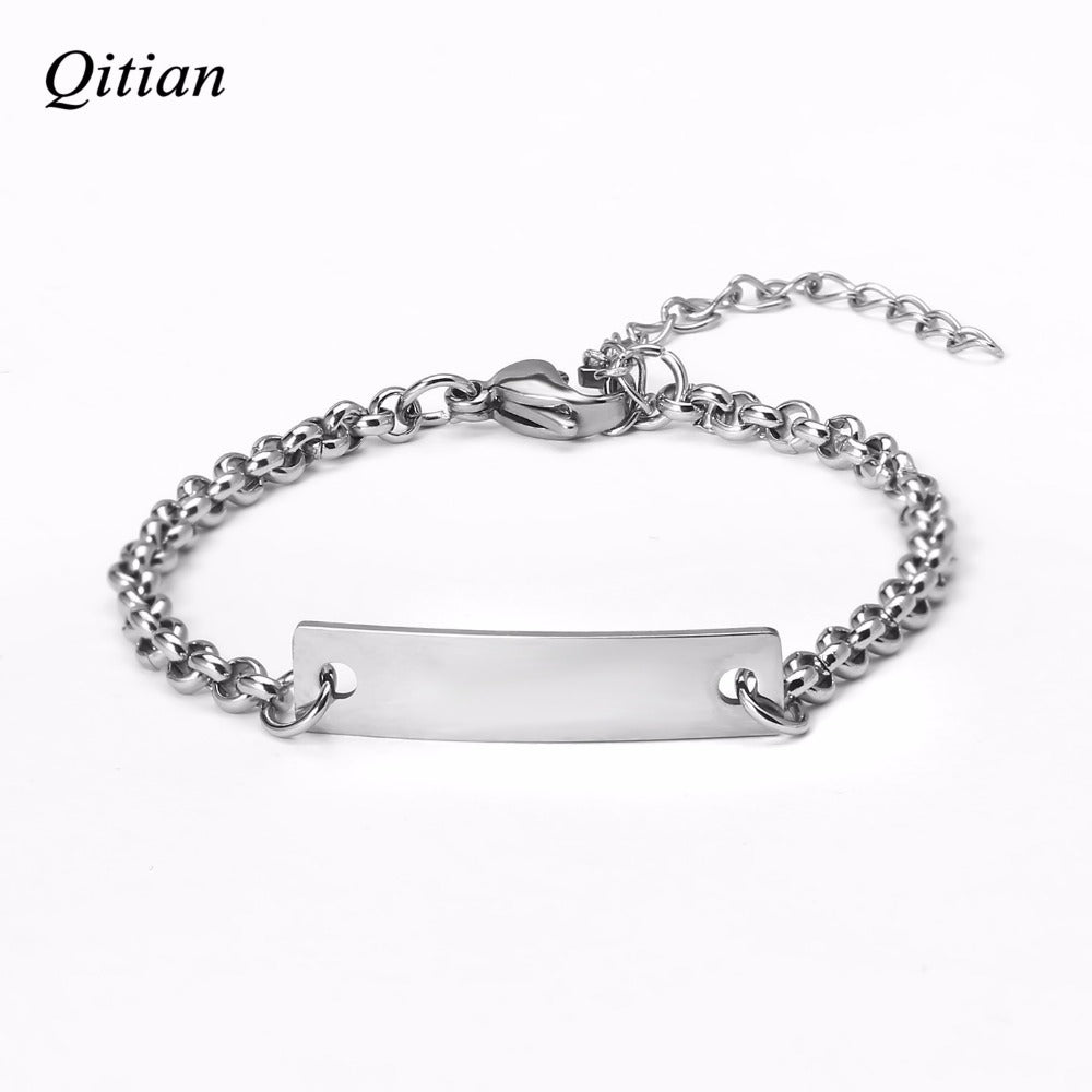 Bracelet et bracelets à barre personnalisés Plaque signalétique personnalisée pour enfant Cadeau personnalisé en acier inoxydable