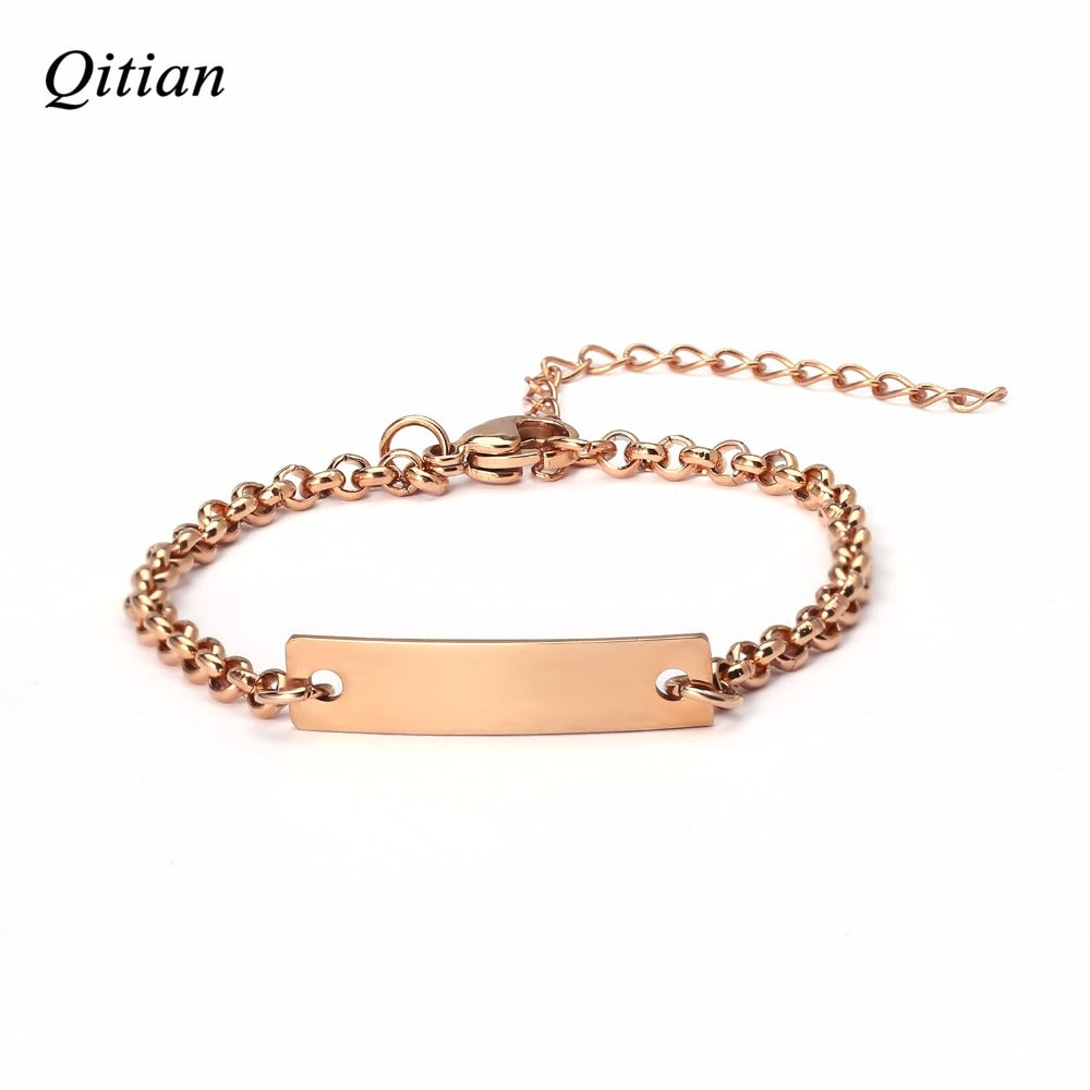 Bracelet et bracelets à barre personnalisés Plaque signalétique personnalisée pour enfant Cadeau personnalisé en acier inoxydable