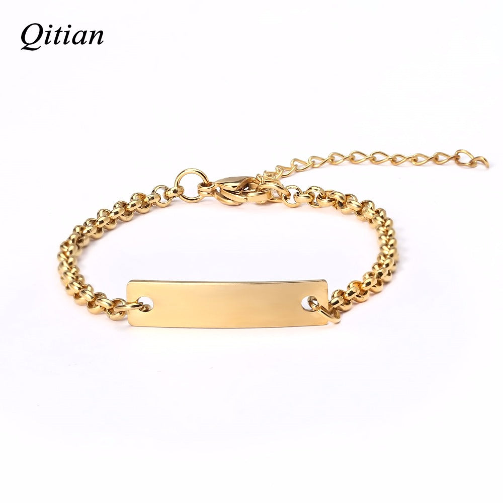 Bracelet et bracelets à barre personnalisés Plaque signalétique personnalisée pour enfant Cadeau personnalisé en acier inoxydable