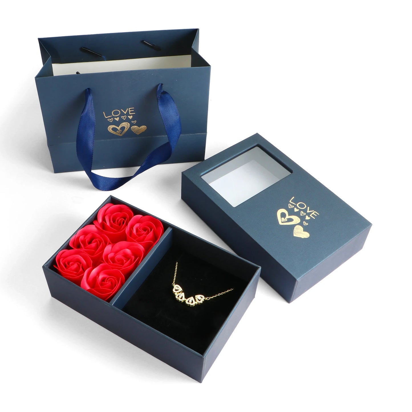 Collier pendentif trèfle à quatre feuilles de luxe pour femme, collier magnétique en cristal, boîte à roses, cadeau pour petite amie, maman
