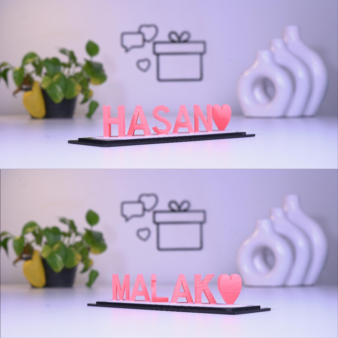Cadeau imprimé en 3D avec illusion d'amour à double nom