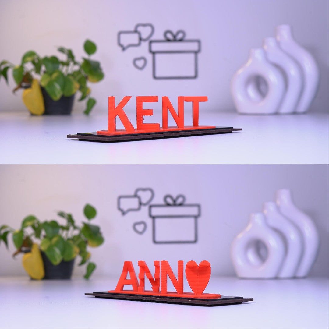 Cadeau imprimé en 3D avec illusion d'amour à double nom
