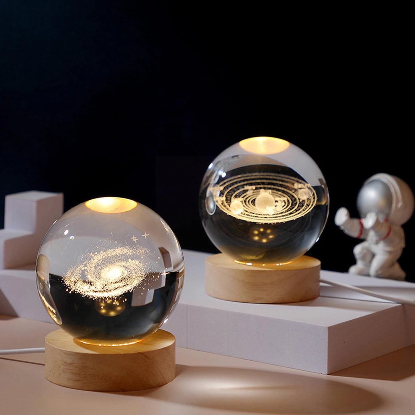 Veilleuse USB LED boule de cristal lampe de table 3D lune planète galaxie décor pour la maison lampe de table pour enfants fête anniversaire noël D7Z7
