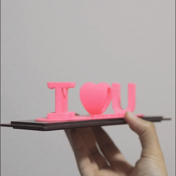 ILOVEYOU MOM - Cadeau imprimé en 3D avec illusion d'amour à double nom