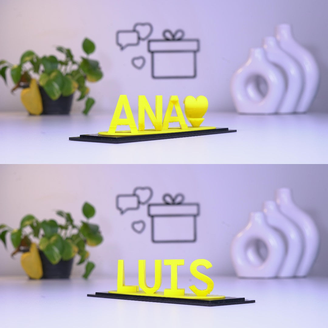 Cadeau imprimé en 3D avec illusion d'amour à double nom
