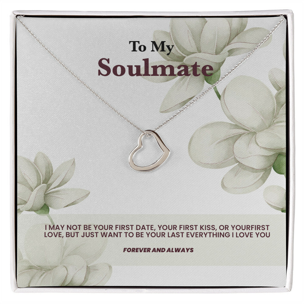 Un collier coeur pour mon âme soeur - Message rose blanche