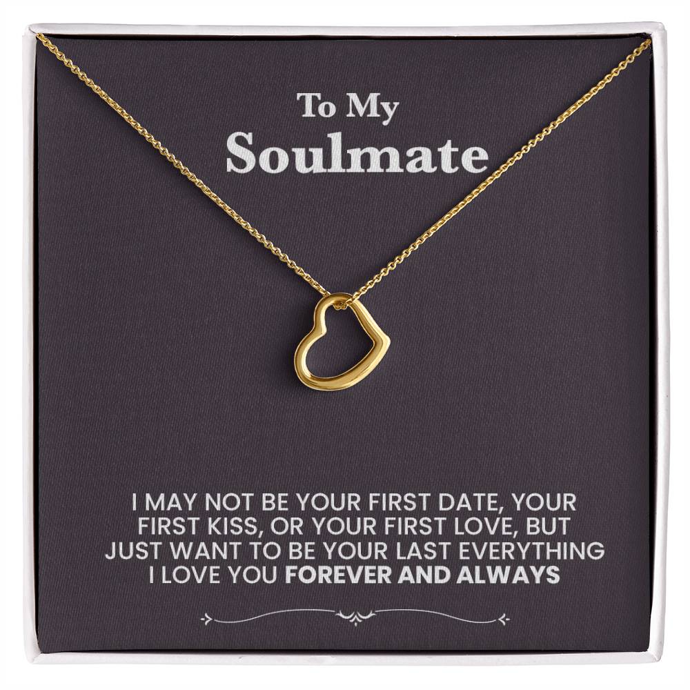 Un collier coeur pour mon âme sœur - beau message sur fond noir