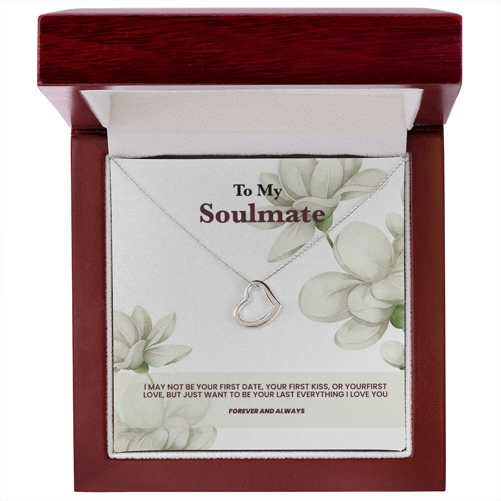 Un collier coeur pour mon âme soeur - Message rose blanche