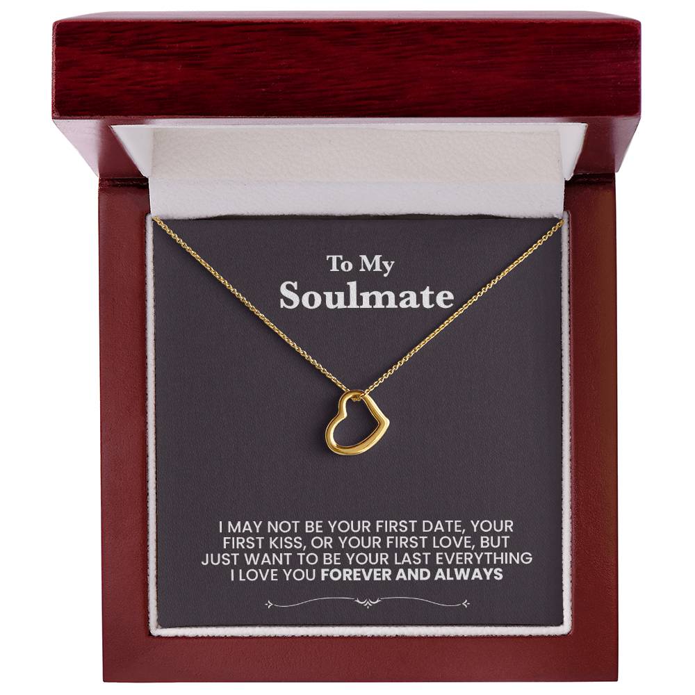 Un collier coeur pour mon âme sœur - beau message sur fond noir