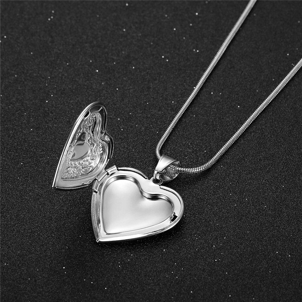 Pendentifs médaillon en forme de cœur léger Vnox pour femmes et hommes, cadre photo ouvrable, colliers en acier inoxydable brillant, collier d'amour familial