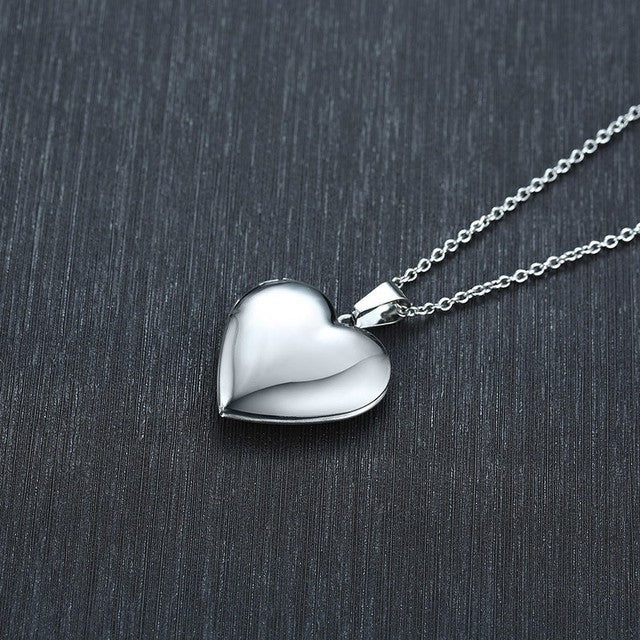 Pendentifs médaillon en forme de cœur léger Vnox pour femmes et hommes, cadre photo ouvrable, colliers en acier inoxydable brillant, collier d'amour familial