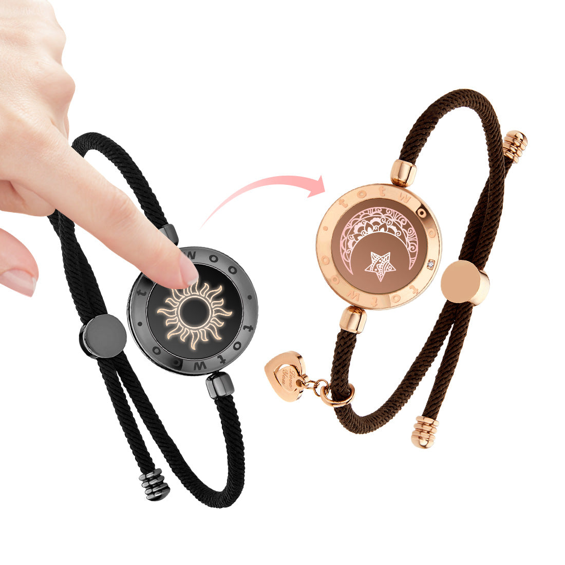 totwoo longue distance tactile bracelets pour couples longue distance s'allument et vibrent montagne et mer amour bracelets ensembles de bijoux intelligents