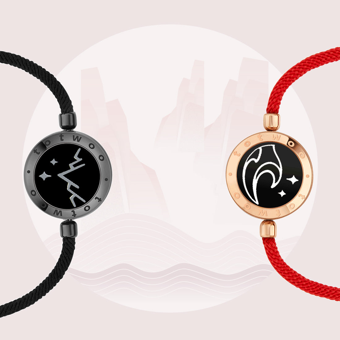totwoo longue distance tactile bracelets pour couples longue distance s'allument et vibrent montagne et mer amour bracelets ensembles de bijoux intelligents