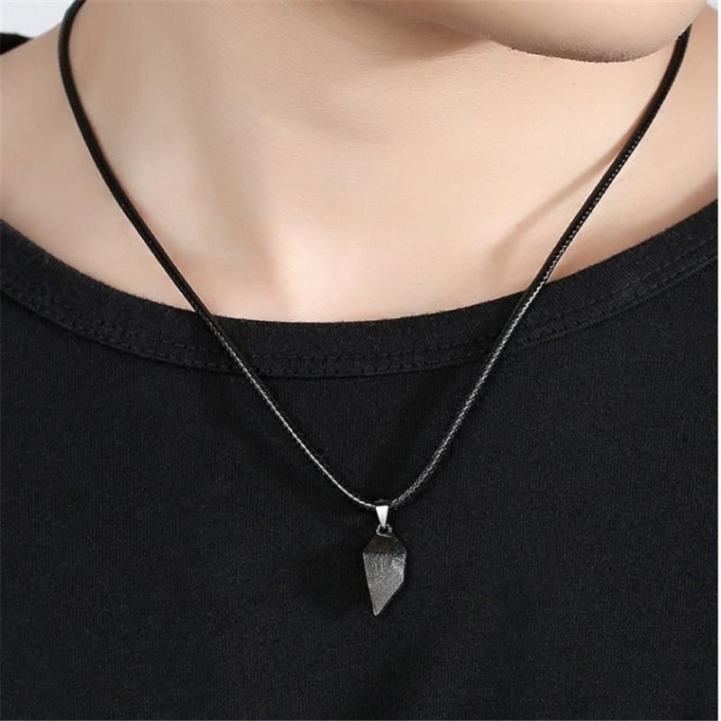 Wishing Stone Couple Necklace Splicing Lettering Stitching Creative Magnet Lovers Necklace Love Heart