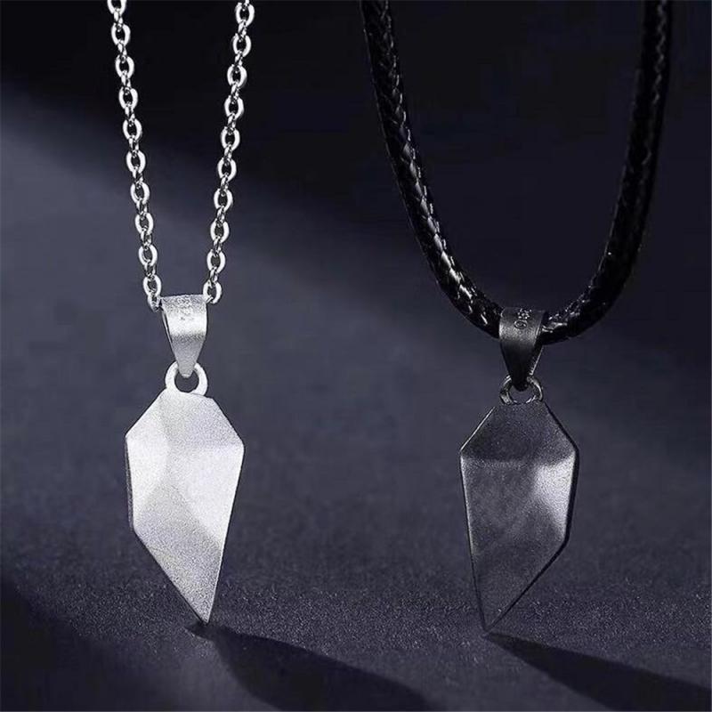 Wishing Stone Couple Necklace Splicing Lettering Stitching Creative Magnet Lovers Necklace Love Heart