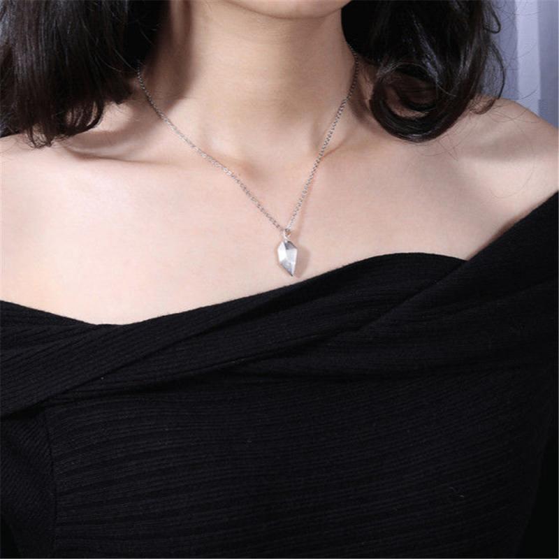 Wishing Stone Couple Necklace Splicing Lettering Stitching Creative Magnet Lovers Necklace Love Heart