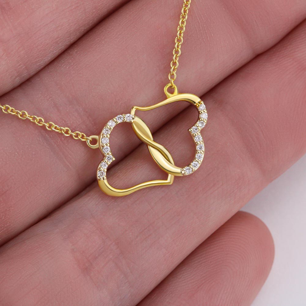 Collier 2 cœurs en or 14 carats avec message personnalisé pour l'âme sœur