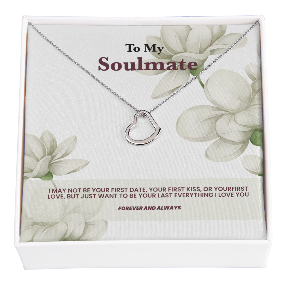 Un collier coeur pour mon âme soeur - Message rose blanche