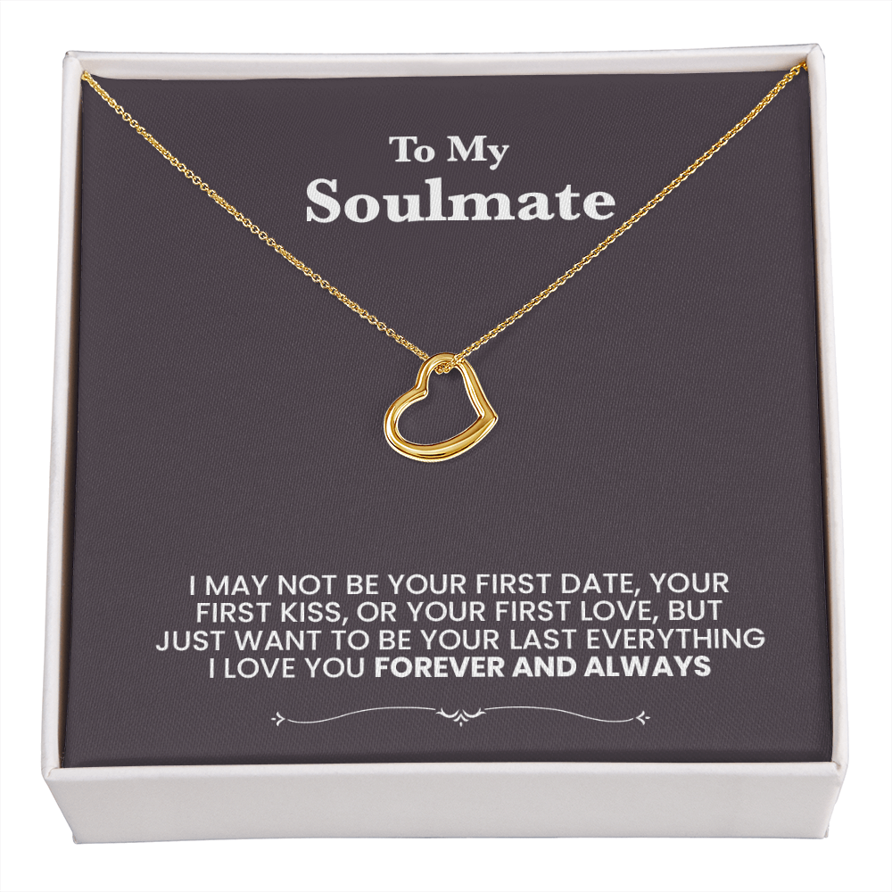 Un collier coeur pour mon âme sœur - beau message sur fond noir