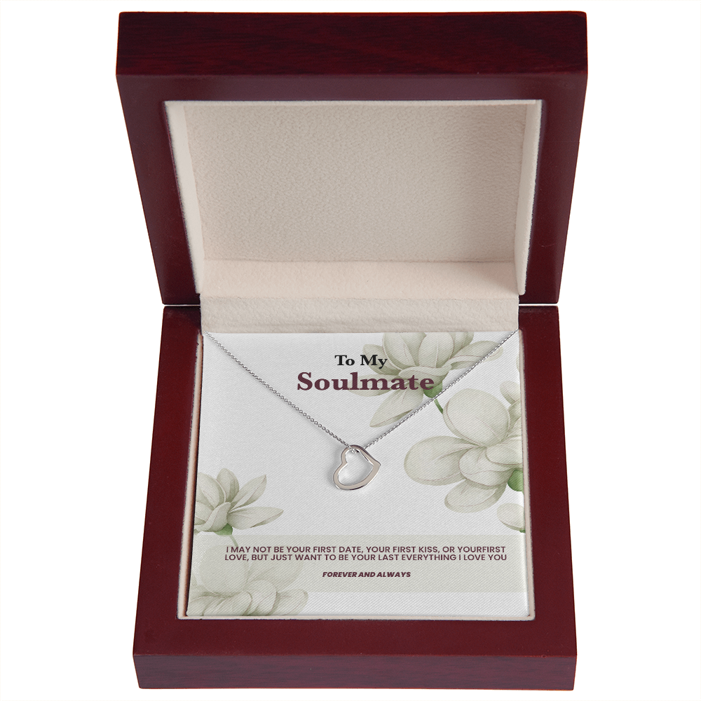 Un collier coeur pour mon âme soeur - Message rose blanche