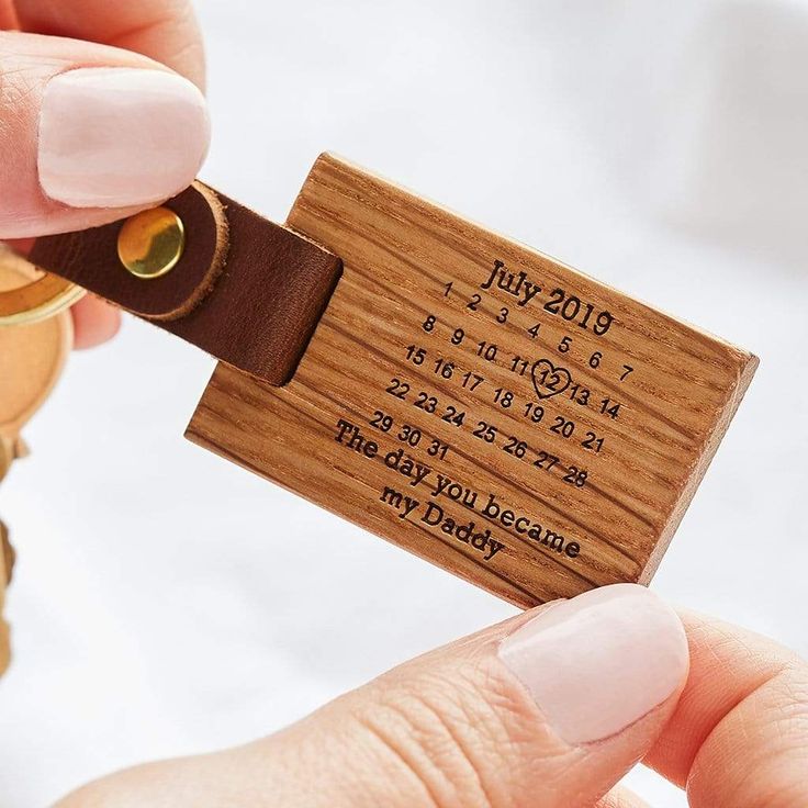 Personalised 'The Day You Became My' Calendar Wood Keyring