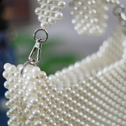 Elegant White Pearl Beaded Bag