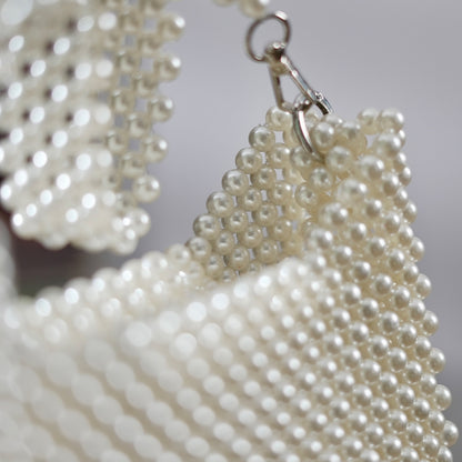 Elegant White Pearl Beaded Bag