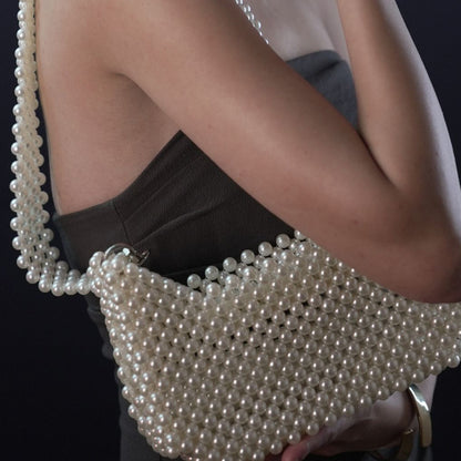 Elegant White Pearl Beaded Bag