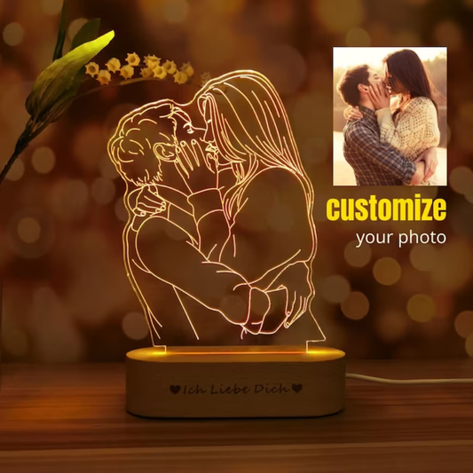 Personalized Gift Photo 3D Lamp Customized Wedding Anniversary Valentines Day Gift Night Light Picture Text Engraving Gift