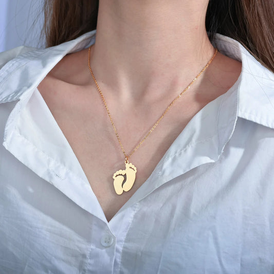 Bluelory Personnalisé 3 Couleurs Graver Nom Pieds Collier Pour Femmes En Acier Inoxydable Personnalisé Bijoux De Bricolage Pour Maman Petite Amie Cadeau 