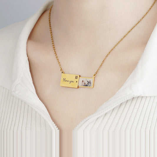 Collier avec collier en acier inoxydable pour femme, fille et femme, personnalisé, saisi des photos, des lettres, pour une création extraible