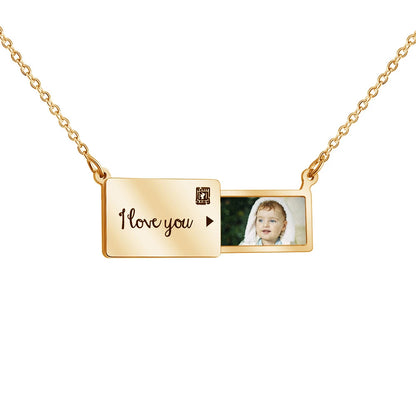 Collar con colgante de acero inoxidable para mujer, Niña y esposa, personalizado, grabado de fotos, letras, sobre extraíble crea