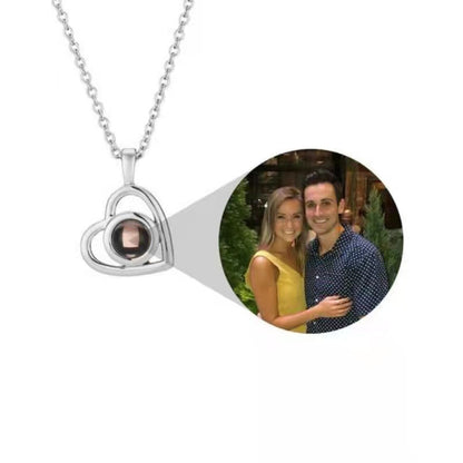 Collier de projection photo personnalisé avec image à l'intérieur Collier Je t'aime Collier pendentif coeur personnalisé en 100 langues Cadeau 