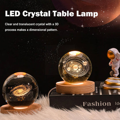 Veilleuse USB LED boule de cristal lampe de table 3D lune planète galaxie décor pour la maison lampe de table pour enfants fête anniversaire noël D7Z7