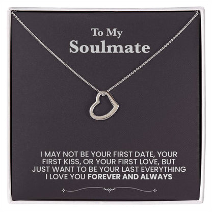 A heart nechlace to my soulmate - black background beautiful message