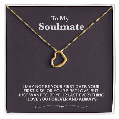 A heart nechlace to my soulmate - black background beautiful message