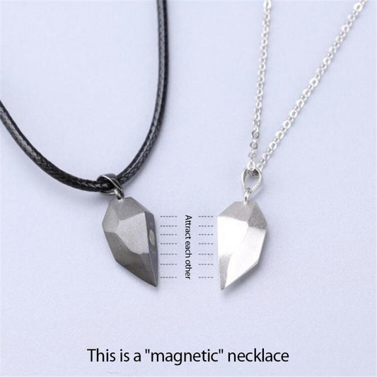 Wishing Stone Couple Necklace Splicing Lettering Stitching Creative Magnet Lovers Necklace Love Heart